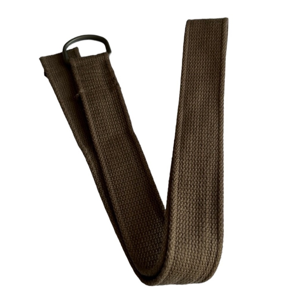 Brown Canvas Double D Ring Belt Unisex Casual Military Style Belt